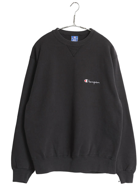 80s USA製 チャンピオン ワンポイント スウェット XL 小さめ メンズ レディース L 程 ヴィンテージ 裏起毛 トレーナー スクリプト ロゴ 黒