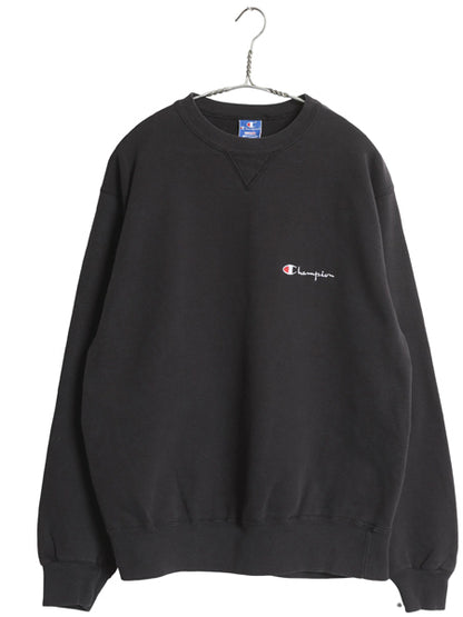 80s USA製 チャンピオン ワンポイント スウェット XL 小さめ メンズ レディース L 程 ヴィンテージ 裏起毛 トレーナー スクリプト ロゴ 黒