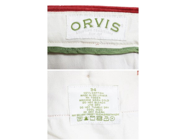 00s オービス 太畝 コーデュロイ パンツ メンズ 34 / アウトドア 本革 レザー 切替 スラックス ストレート ノータック コーズ コットン 赤