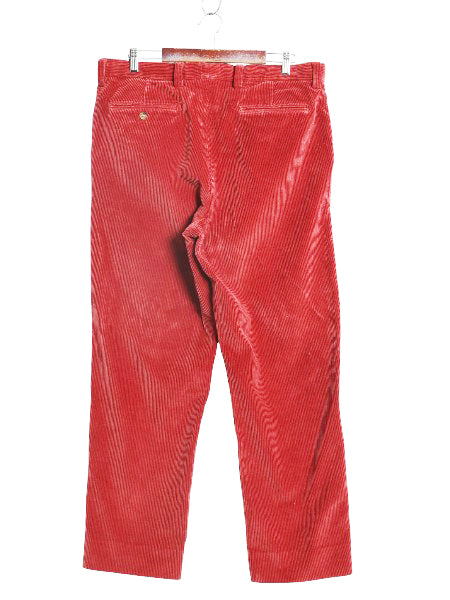 00s オービス 太畝 コーデュロイ パンツ メンズ 34 / アウトドア 本革 レザー 切替 スラックス ストレート ノータック コーズ コットン 赤