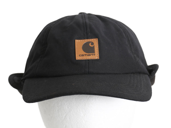 US企画 カーハート ワークフレックス イヤー ラップ キャップ メンズ L / XL 帽子 ワーク コットン キャンバス 耳当て付き 大きいサイズ 黒