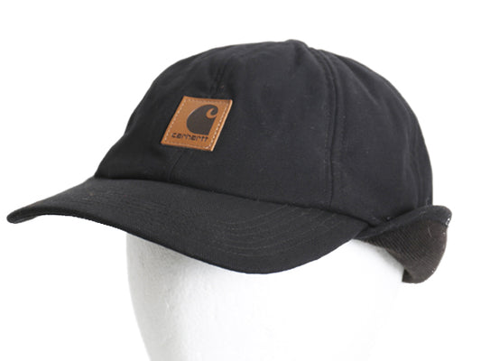 US企画 カーハート ワークフレックス イヤー ラップ キャップ メンズ L / XL 帽子 ワーク コットン キャンバス 耳当て付き 大きいサイズ 黒