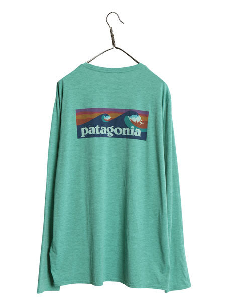 パタゴニア キャプリーン 両面 プリント 長袖 Tシャツ メンズ XL / 古着 20年製 アウトドア ストレッチ カットソー 波タグ 大きいサイズ 緑