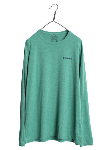 パタゴニア キャプリーン 両面 プリント 長袖 Tシャツ メンズ XL / 古着 20年製 アウトドア ストレッチ カットソー 波タグ 大きいサイズ 緑