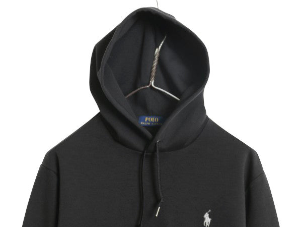 ポロ ラルフローレン スウェット フード パーカー メンズ M / トレーナー プルオーバー ストレッチ スムース ジャージ 素材 ブラック 薄手