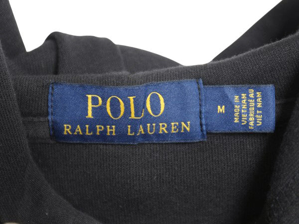 ポロ ラルフローレン スウェット フード パーカー メンズ M / トレーナー プルオーバー ストレッチ スムース ジャージ 素材 ブラック 薄手