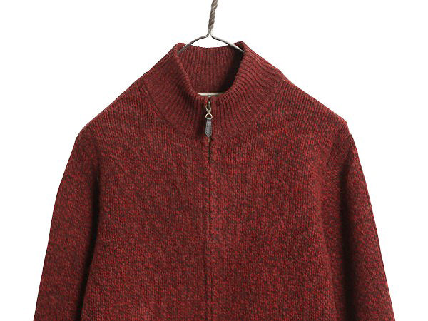 エルエルビーン フルジップ ニット セーター ジャケット メンズ S / アウトドア ドライバーズ ラム ウール カーディガン 無地 バーガンディ