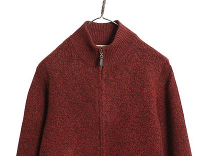 エルエルビーン フルジップ ニット セーター ジャケット メンズ S / アウトドア ドライバーズ ラム ウール カーディガン 無地 バーガンディ