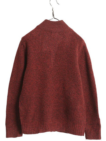 エルエルビーン フルジップ ニット セーター ジャケット メンズ S / アウトドア ドライバーズ ラム ウール カーディガン 無地 バーガンディ