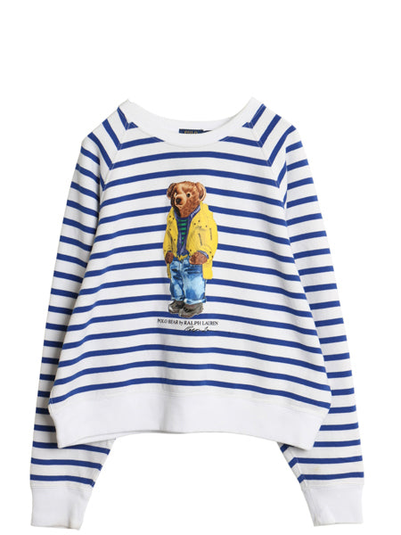 ポロ ラルフローレン ポロベア プリント ボーダー スウェット レディース XL / トレーナー クルーネック キャラクター 大きいサイズ 短丈 