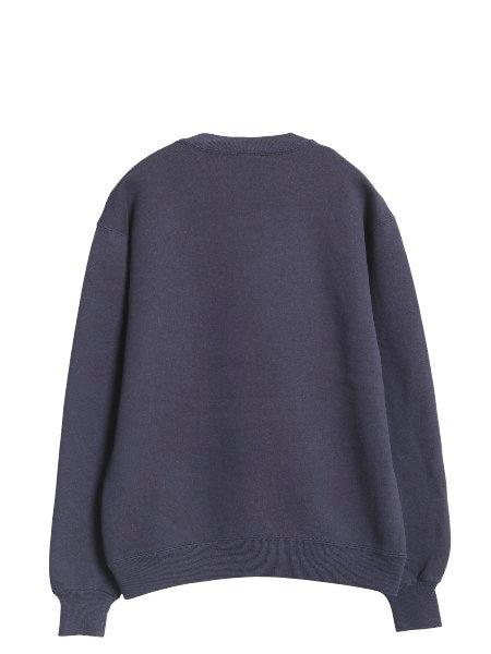 80s USA製 ラッセル カレッジ プリント スウェット メンズ レディース M / ヴィンテージ トレーナー 裏起毛 前V クルーネック シンプル 紺