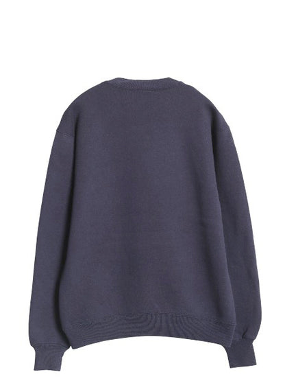 80s USA製 ラッセル カレッジ プリント スウェット メンズ レディース M / ヴィンテージ トレーナー 裏起毛 前V クルーネック シンプル 紺