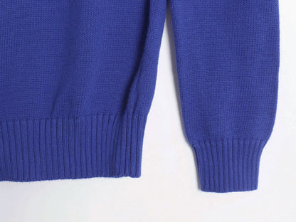 ポロ ラルフローレン コットン ニット セーター メンズ S / 古着 クルーネック リブ編み ワンポイント ポニー 刺繍 無地 きれいめ ブルー