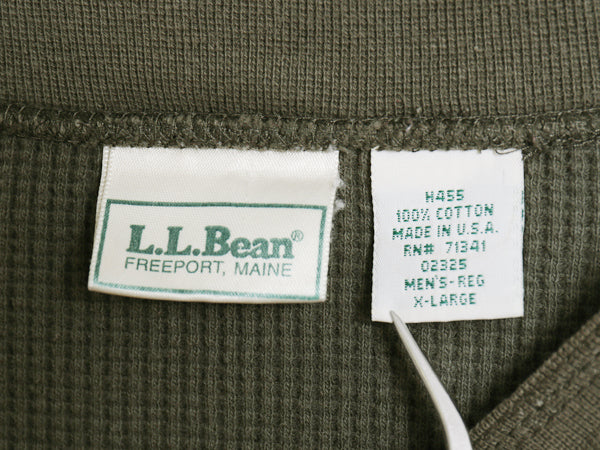 90s USA製 エルエルビーン ヘンリーネック 長袖 サーマル Tシャツ XL / オールド アンダーシャツ ワッフル ロンT インナー カットソー 無地