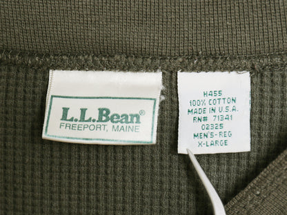 90s USA製 エルエルビーン ヘンリーネック 長袖 サーマル Tシャツ XL / オールド アンダーシャツ ワッフル ロンT インナー カットソー 無地