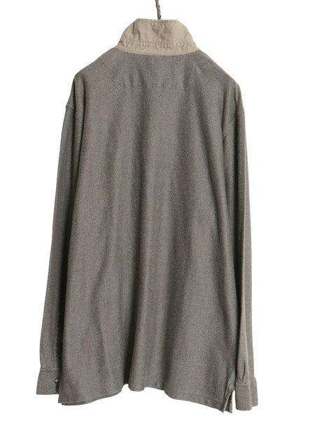 エルエルビーン 長袖 ポロシャツ メンズ XL 古着 長袖シャツ コットン ヘリンボーン 織り ストライプ ボックス カットソー 大きいサイズ