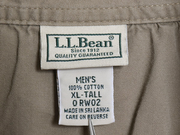 エルエルビーン 長袖 ポロシャツ メンズ XL 古着 長袖シャツ コットン ヘリンボーン 織り ストライプ ボックス カットソー 大きいサイズ