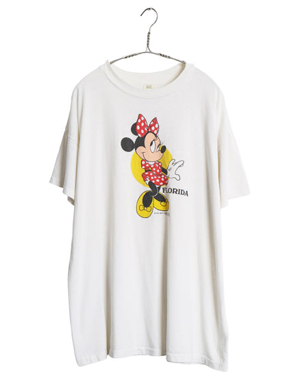 80s USA製 ミニー イラスト プリント Tシャツ メンズ レディース XL 程 ヴィンテージ キャラクター ディズニー ミッキー 大きいサイズ 白