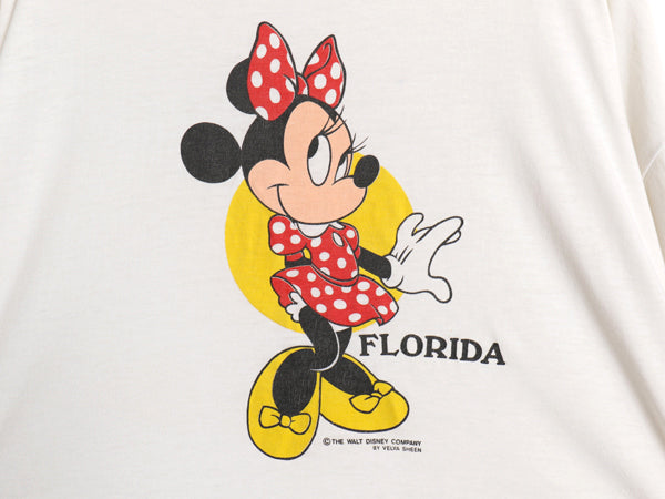 80s USA製 ミニー イラスト プリント Tシャツ メンズ レディース XL 程 ヴィンテージ キャラクター ディズニー ミッキー 大きいサイズ 白