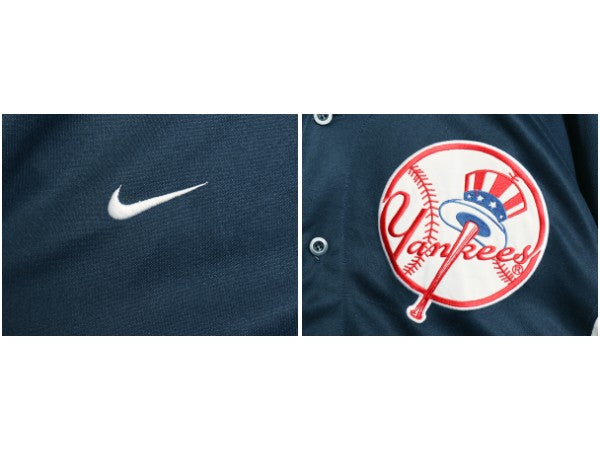 ヤンキース ベースボール シャツ メンズ L / MLB オフィシャル ナイキ スウッシュ 大リーグ ユニフォーム ゲームシャツ 半袖シャツ 重ね着