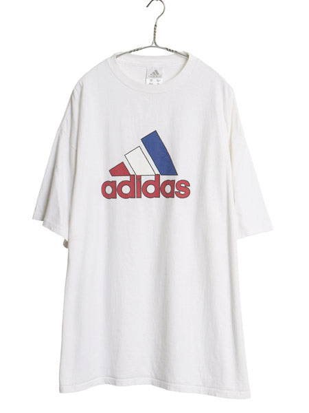 00s アディダス ロゴ プリント Tシャツ メンズ XL / オールド カットソー ヘビーウェイト コットン クルーネック シンプル 白 大きいサイズ