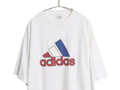 00s アディダス ロゴ プリント Tシャツ メンズ XL / オールド カットソー ヘビーウェイト コットン クルーネック シンプル 白 大きいサイズ