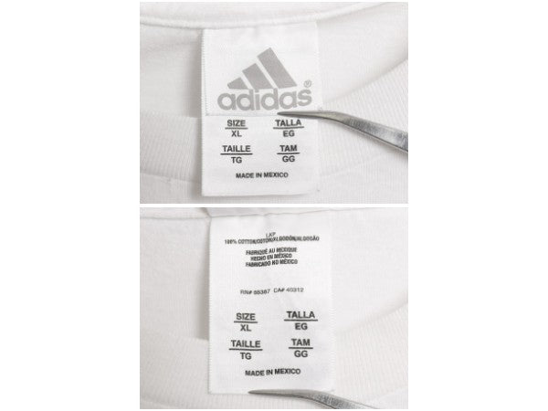00s アディダス ロゴ プリント Tシャツ メンズ XL / オールド カットソー ヘビーウェイト コットン クルーネック シンプル 白 大きいサイズ