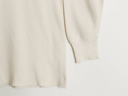 70s 長袖 サーマル Tシャツ メンズ L 古着 ヴィンテージ クルーネック アンダーシャツ インナー ロンT ワッフル 100% コットン ナチュラル
