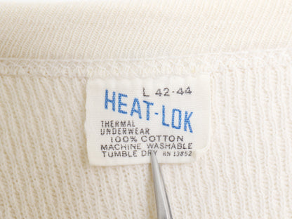 70s 長袖 サーマル Tシャツ メンズ L 古着 ヴィンテージ クルーネック アンダーシャツ インナー ロンT ワッフル 100% コットン ナチュラル