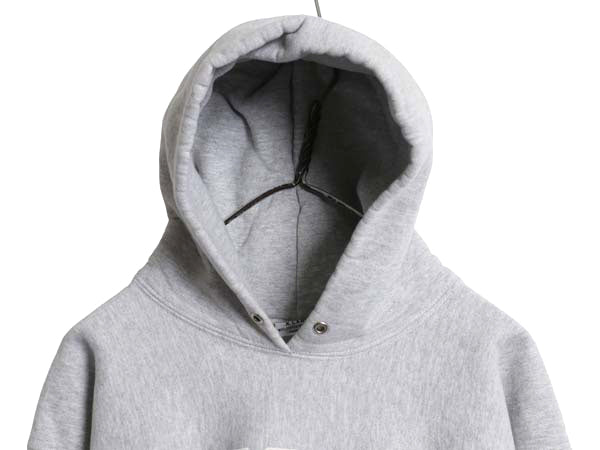 90s USA製 2段 カレッジ プリント スウェット フード パーカー メンズ  XL / オールド リバース タイプ トレーナー プルオーバー 裏起毛 灰