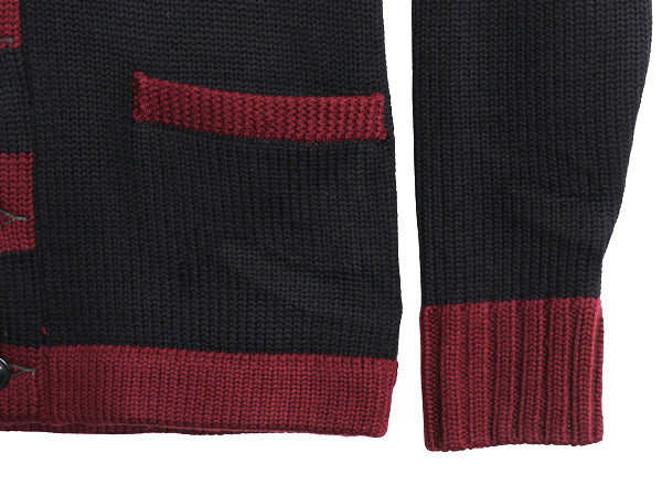 ポロ ラルフローレン ショールカラー ニットカーディガン メンズ S 古着 メリノ ウール セーター 前開き フェルト ワッペン ヘビーウェイト