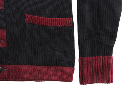 ポロ ラルフローレン ショールカラー ニットカーディガン メンズ S 古着 メリノ ウール セーター 前開き フェルト ワッペン ヘビーウェイト