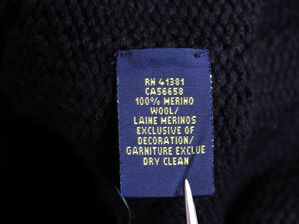 ポロ ラルフローレン ショールカラー ニットカーディガン メンズ S 古着 メリノ ウール セーター 前開き フェルト ワッペン ヘビーウェイト