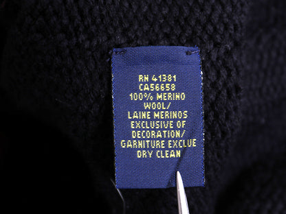 ポロ ラルフローレン ショールカラー ニットカーディガン メンズ S 古着 メリノ ウール セーター 前開き フェルト ワッペン ヘビーウェイト