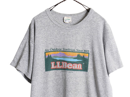80s USA製 ★ エルエルビーン チャンピオン 別注 ロゴ プリント Tシャツ メンズ L / 古着 ヴィンテージ 88 12 ダブルネーム 霜降り グレー