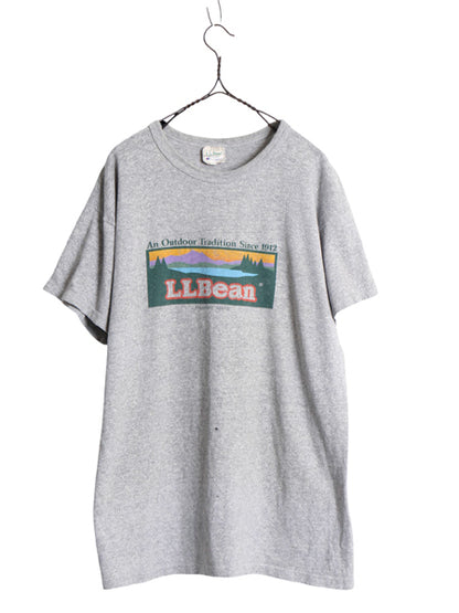 80s USA製 ★ エルエルビーン チャンピオン 別注 ロゴ プリント Tシャツ メンズ L / 古着 ヴィンテージ 88 12 ダブルネーム 霜降り グレー