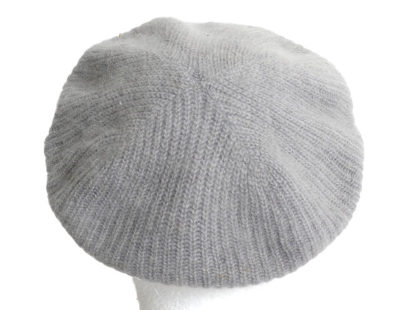 毛足 アンゴラ ウール ベレー帽 メンズ レディース フリーサイズ / 古着 無地 ベレー 帽子 ニット キャップ シンプル 防寒 あったか グレー