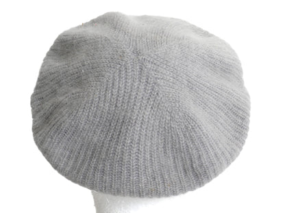 毛足 アンゴラ ウール ベレー帽 メンズ レディース フリーサイズ / 古着 無地 ベレー 帽子 ニット キャップ シンプル 防寒 あったか グレー