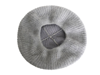 毛足 アンゴラ ウール ベレー帽 メンズ レディース フリーサイズ / 古着 無地 ベレー 帽子 ニット キャップ シンプル 防寒 あったか グレー