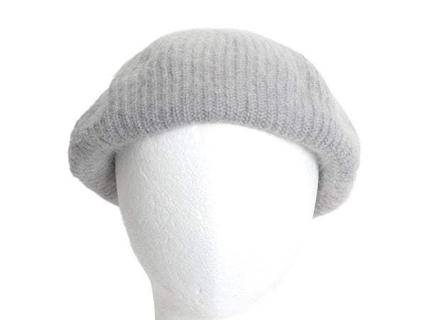 毛足 アンゴラ ウール ベレー帽 メンズ レディース フリーサイズ / 古着 無地 ベレー 帽子 ニット キャップ シンプル 防寒 あったか グレー