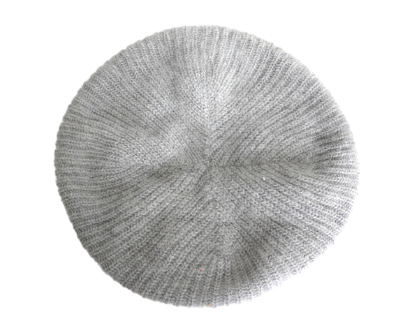 毛足 アンゴラ ウール ベレー帽 メンズ レディース フリーサイズ / 古着 無地 ベレー 帽子 ニット キャップ シンプル 防寒 あったか グレー