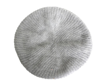 毛足 アンゴラ ウール ベレー帽 メンズ レディース フリーサイズ / 古着 無地 ベレー 帽子 ニット キャップ シンプル 防寒 あったか グレー