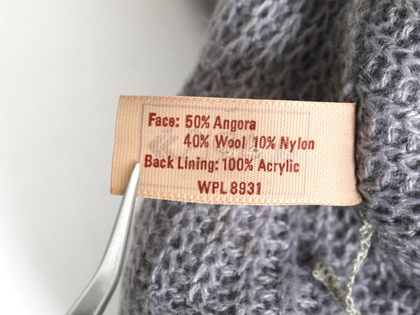 毛足 アンゴラ ウール ベレー帽 メンズ レディース フリーサイズ / 古着 無地 ベレー 帽子 ニット キャップ シンプル 防寒 あったか グレー