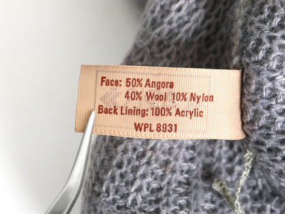 毛足 アンゴラ ウール ベレー帽 メンズ レディース フリーサイズ / 古着 無地 ベレー 帽子 ニット キャップ シンプル 防寒 あったか グレー