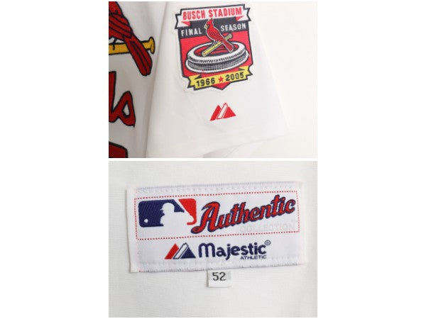 USA製 カージナルス ベースボール シャツ メンズ XXL 程/ MLB オフィシャル マジェスティック 大リーグ ユニフォーム 重ね着 大きいサイズ