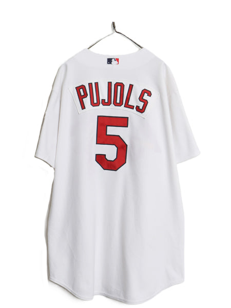 USA製 カージナルス ベースボール シャツ メンズ XXL 程/ MLB オフィシャル マジェスティック 大リーグ ユニフォーム 重ね着 大きいサイズ