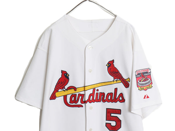 USA製 カージナルス ベースボール シャツ メンズ XXL 程/ MLB オフィシャル マジェスティック 大リーグ ユニフォーム 重ね着 大きいサイズ