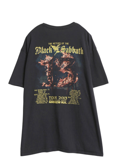 ブラックサバス 両面 ツアー プリント Tシャツ メンズ 2XL オジーオズボーン バンド ロック アート イラスト グラフィック 大きいサイズ 黒