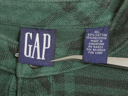 90s オールド ギャップ ヘンリーネック 鹿の子 長袖 Tシャツ メンズ XL オールド ロンT シャツ タイプ ポケット付き チェック 大きいサイズ