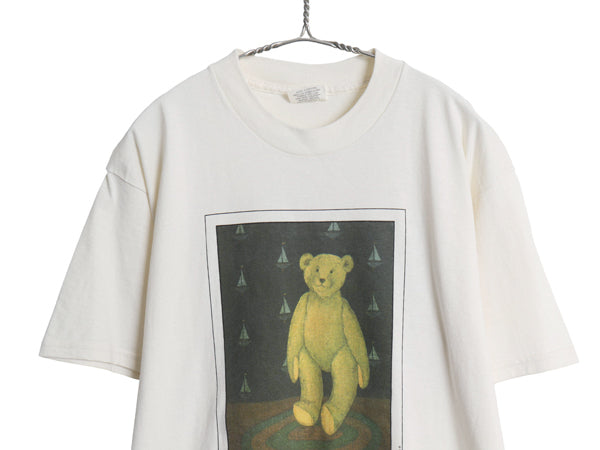 デッドストック 90s USA製 フォーク アート イラスト プリント Tシャツ メンズ レディース L / 新品 オールド グラフィック ベア アニマル 